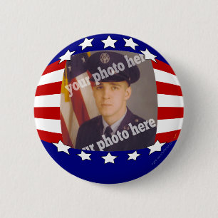 Stars and Stripes Patriotic Custom Photo Red White 6 Cm Round Badge