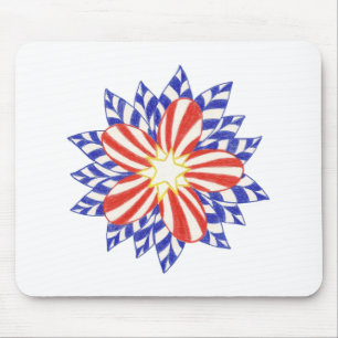 Stars and Stripes Patriotic Flower Mousepads