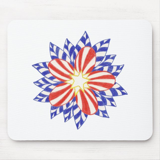 Stars and Stripes Patriotic Flower Mousepads (Front)