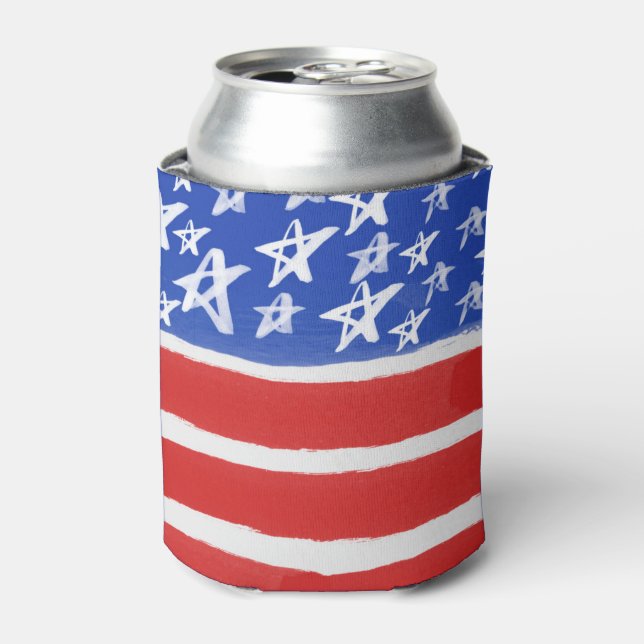 Stars and Stripes, Patriotic, July 4th Can Cooler (Can Front)