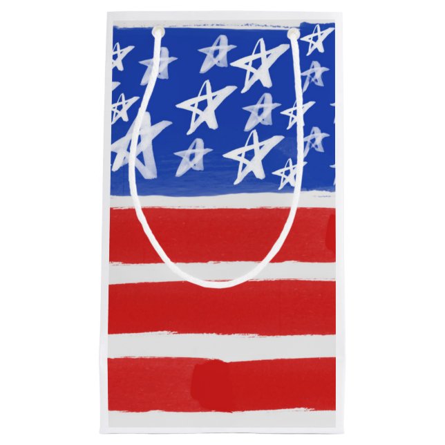 Stars and Stripes, Patriotic, July 4th Small Gift Bag (Front)