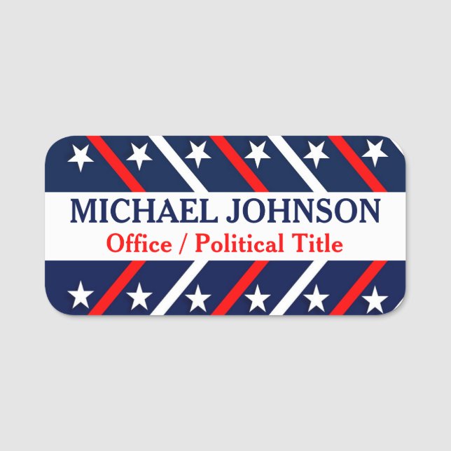 Stars And Stripes Patriotic Political Campaign  Name Tag (Front)