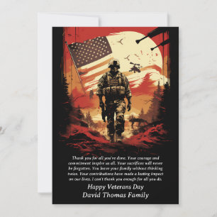 Stars and Stripes Patriotic United States Veteran Thank You Card