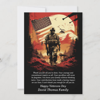 Stars and Stripes Patriotic United States Veteran Thank You Card