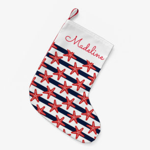 Stars And Stripes Pattern   Add Your Name Small Christmas Stocking