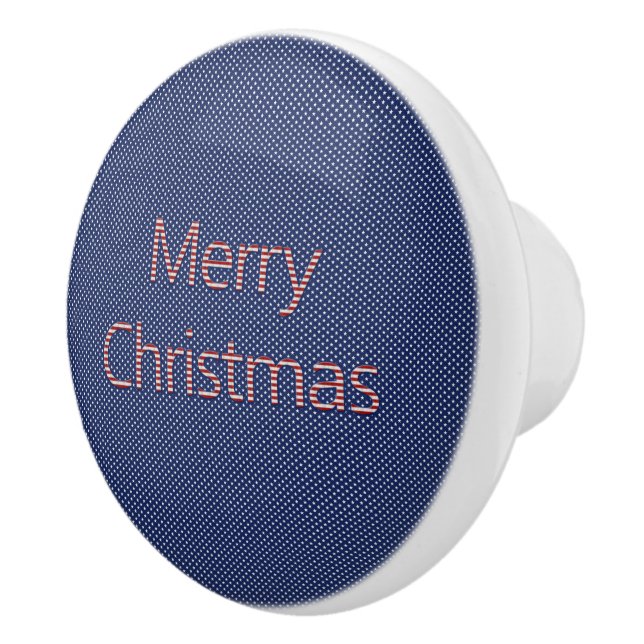 Stars and Stripes Pattern Merry Christmas Ceramic Knob (Right)