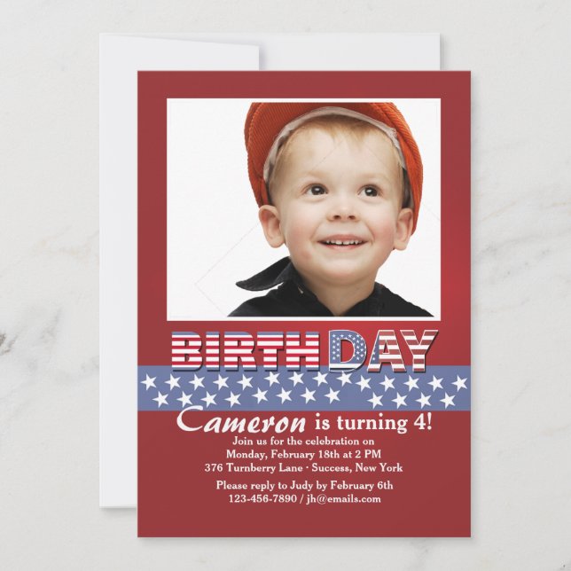 Stars and Stripes Photo Invitation (Front)