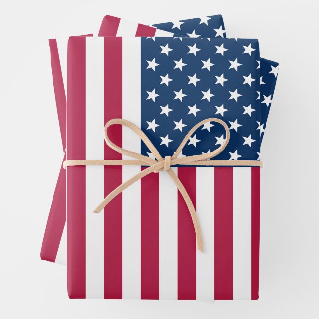 Stars and Stripes (portrait orientation) Wrapping Paper Sheet (In situ)