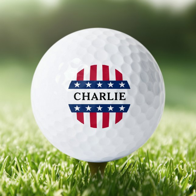 Stars and stripes red blue white name patriotic golf balls (Stars and stripes red blue white name patriotic golf balls)