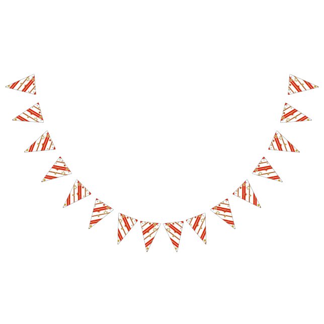 Stars And Stripes - Red Gold White Pattern 1 Bunting (All)