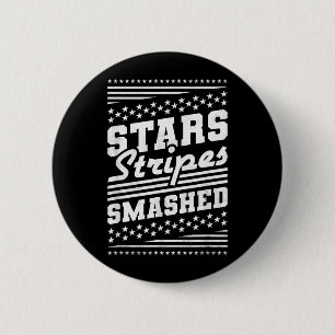Stars and Stripes Smashed Independence Day 6 Cm Round Badge