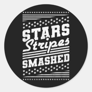 Stars and Stripes Smashed Independence Day Classic Round Sticker