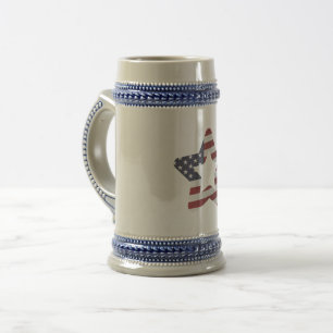 Stars and Stripes Snowy Christmas Star Patriotic Beer Stein