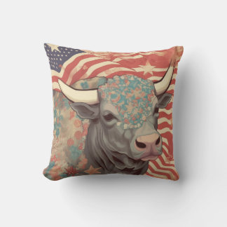 Stars and Stripes Steer  Cushion