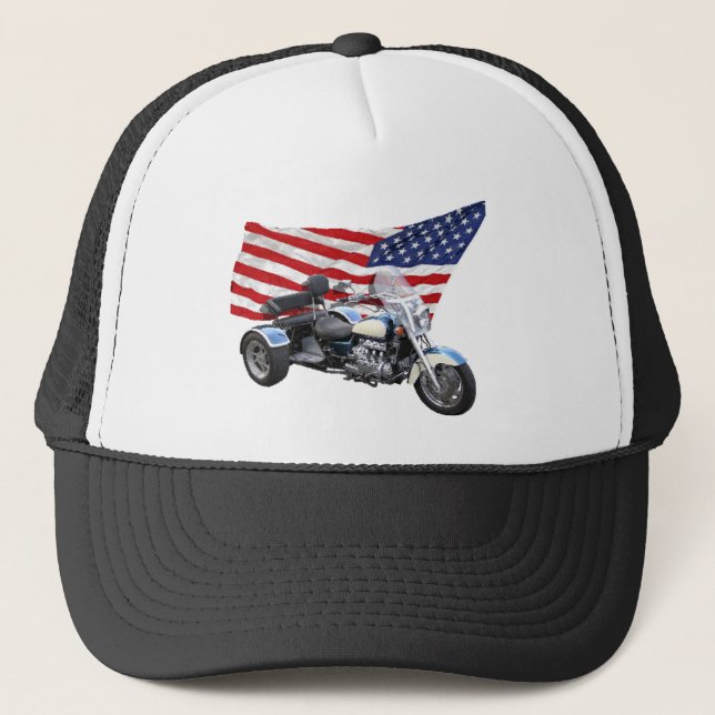Stars and Stripes Trike Trucker Hat (Front)