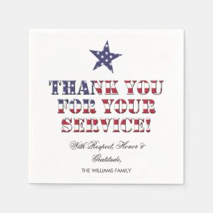 Stars and Stripes Typography Veterans Thank You Napkin