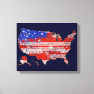 stars+and+stripes u.s. map flag canvas print