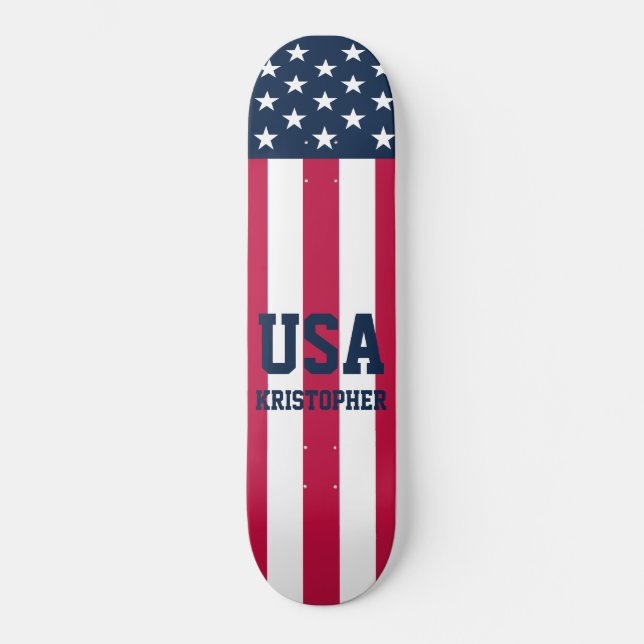 Stars and Stripes US Flag Custom Skateboard (Front)