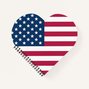 Stars and Stripes USA Heart Notebook
