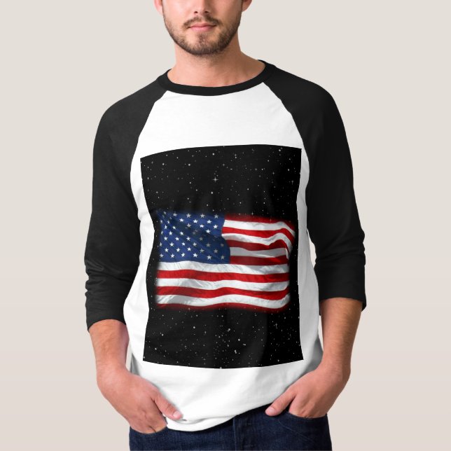 Stars and Stripes USA Patriotic American Flag T-Shirt (Front)