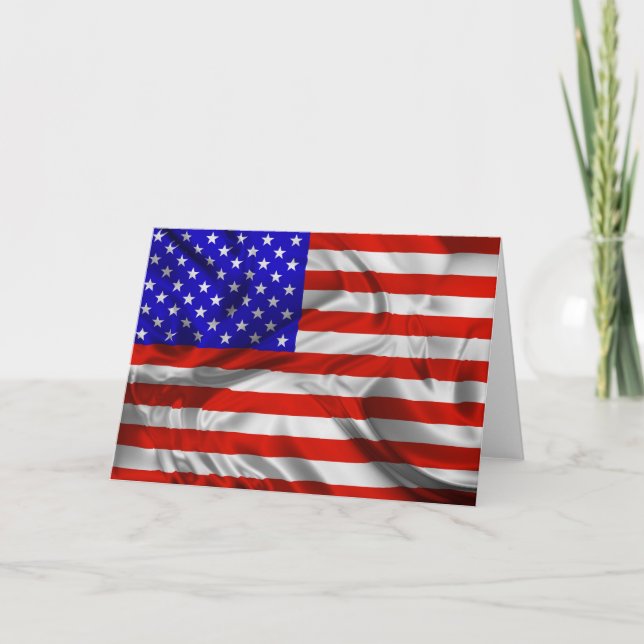 Stars and Stripes Usa Silk Flag Greeting Card (Front)