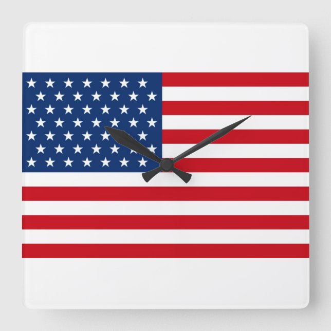 Stars and Stripes USA Square Wall Clock (Front)