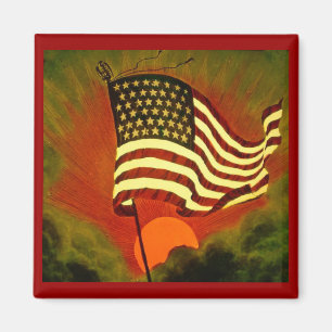 Stars and Stripes Vintage Magic Lantern Slide Magnet