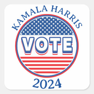 Stars and Stripes Vote USA - Election Square Sticker