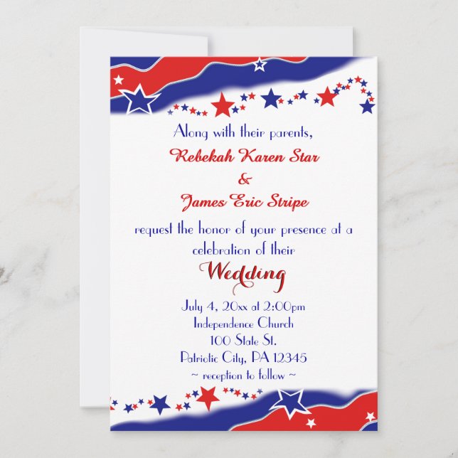 Stars and Stripes Wedding Invitation (Front)