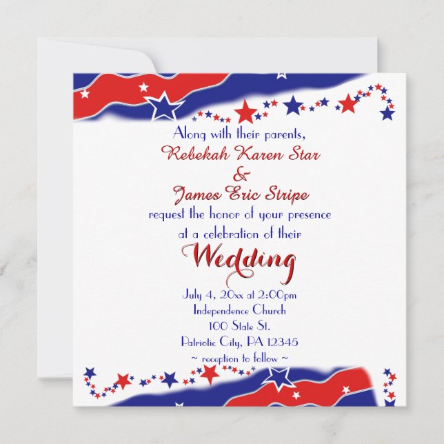Stars and Stripes Wedding Invitation (Front)