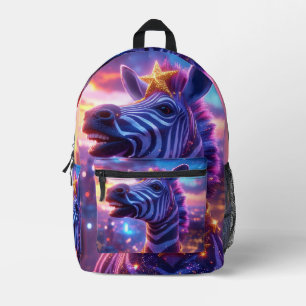 Stars And Stripes with Zebra Zanzibar Round Pillow Printed Backpack