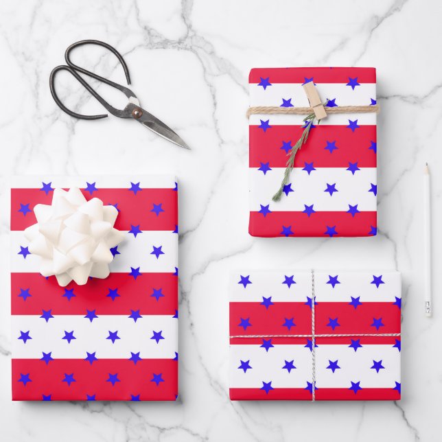 Stars and Stripes Wrapping Paper Sheet (Front)
