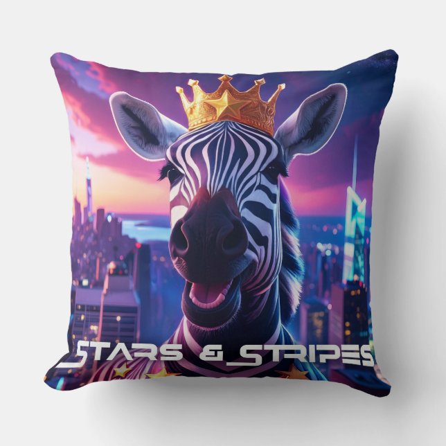 Stars And Stripes Zebra Zanzibar Cushion (Front)