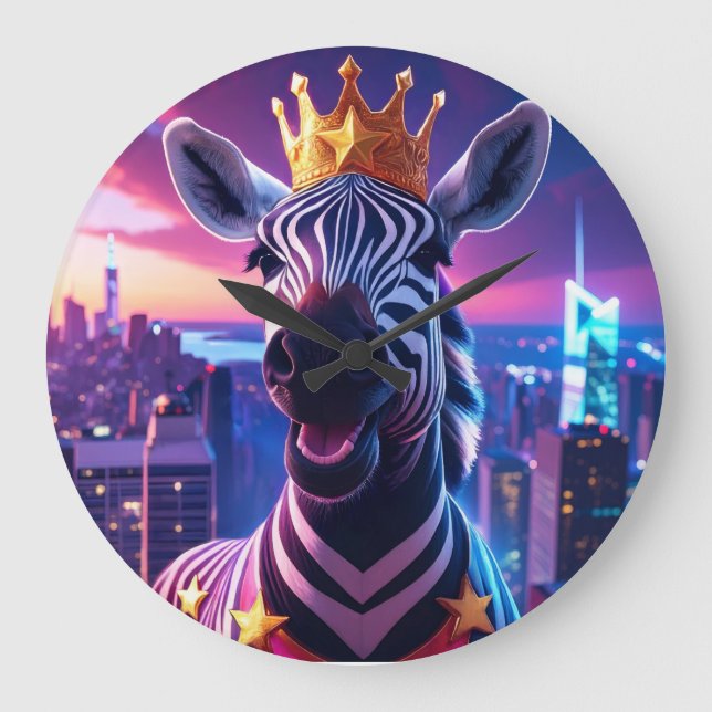 Stars And Stripes Zebra Zanzibar Large Clock (Front)