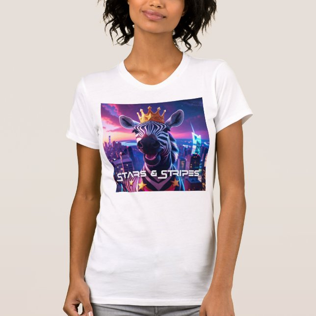 Stars And Stripes Zebra Zanzibar T-Shirt (Front)