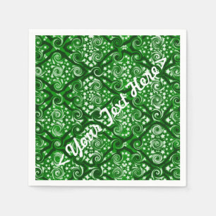 Stars and Swirls Green Personalised Napkins