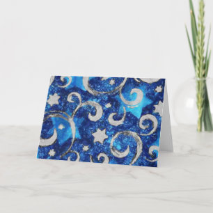 Stars and Swirls in Blue and Silver Card