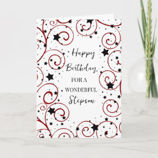 Stars and Swirls Stepson Birthday Card