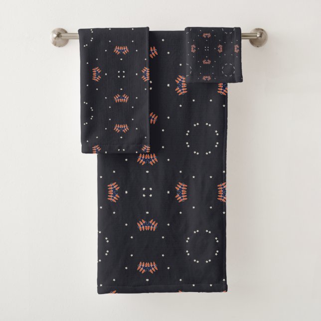 Stars And Unique Spaceship Pattern Bath Towel Set (Insitu)