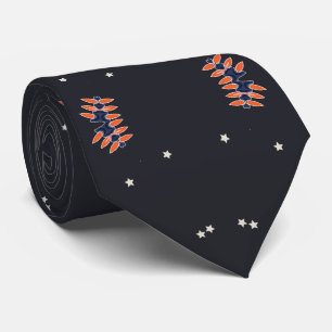 Stars And Unique Spaceship Pattern Neck Tie