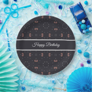 Stars And Unique Spaceship Pattern Paper Plate