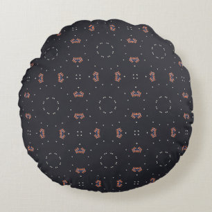 Stars And Unique Spaceship Pattern Round Cushion