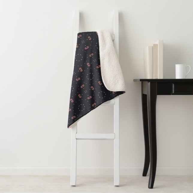 Stars And Unique Spaceship Pattern Sherpa Blanket (In Situ)