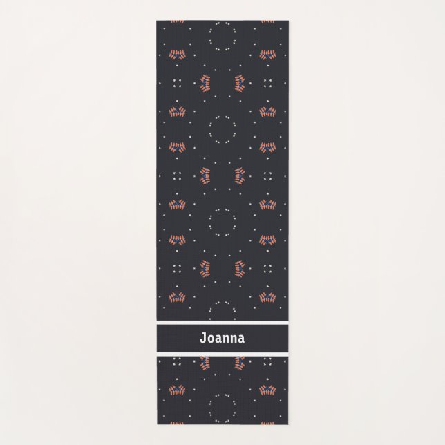 Stars And Unique Spaceship Pattern Yoga Mat (Front)