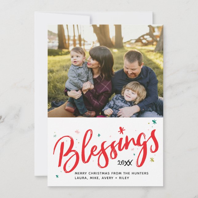 Stars and Winter Blessings Holiday Card (Front)