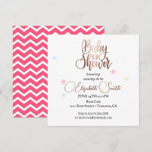 Stars Baby Girl Shower Invitation
