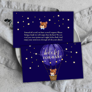 Stars Bear Hot Air Balloon Books For Baby Shower Enclosure Card