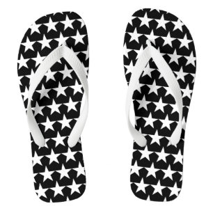 Stars black and white modern pattern jandals