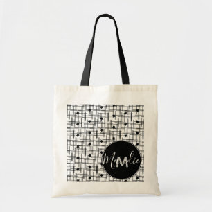 Stars Black and White Name Library Books Tote Bag