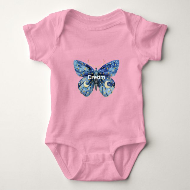 Stars Blue Butterfly Baby Bodysuit (Front)